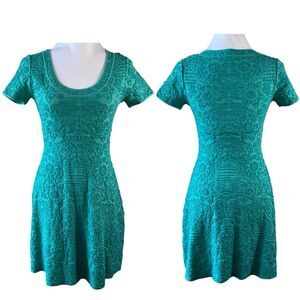 M Missoni Teal Green Knit Scoop Neck Skater Dress EU 42 / US M Above Knee EUC